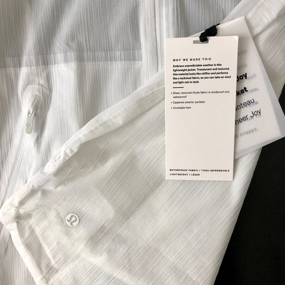 *SOLD* LULULEMON Sheer Joy Waterproof Running Jacket White NWT New 0 - Picture 9 of 9